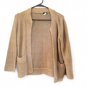 J. Crew Tan 100% Linen Cardigan With Pockets Style #15141